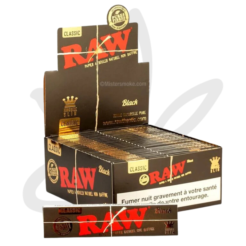 Boite carnet feuille a rouler King Size Slim Classic Black x50 - Raw