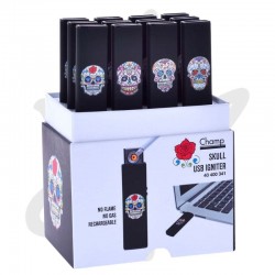 Briquet USB Skull Black -...